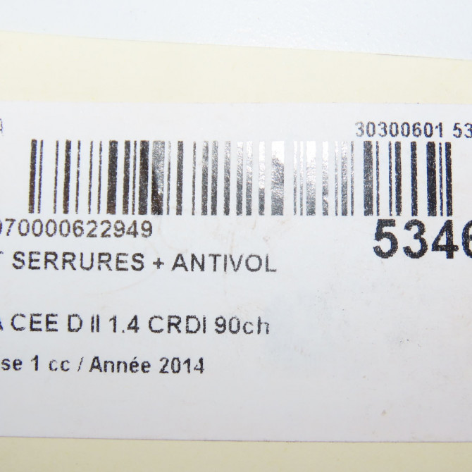 Kit serrures + antivol occasion KIA CEE D II Phase 1 09-2012->... 1.4 CRDI 90ch 81905A2030 5