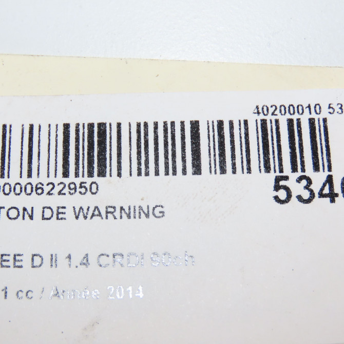 Bouton de warning occasion KIA CEE D II Phase 1 09-2012->... 1.4 CRDI 90ch 93790A2000WK 5
