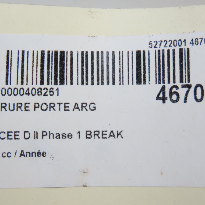 Serrure porte arg occasion KIA CEE D II Phase 1 BREAK 09-2012->12-2015 81410A2100 7