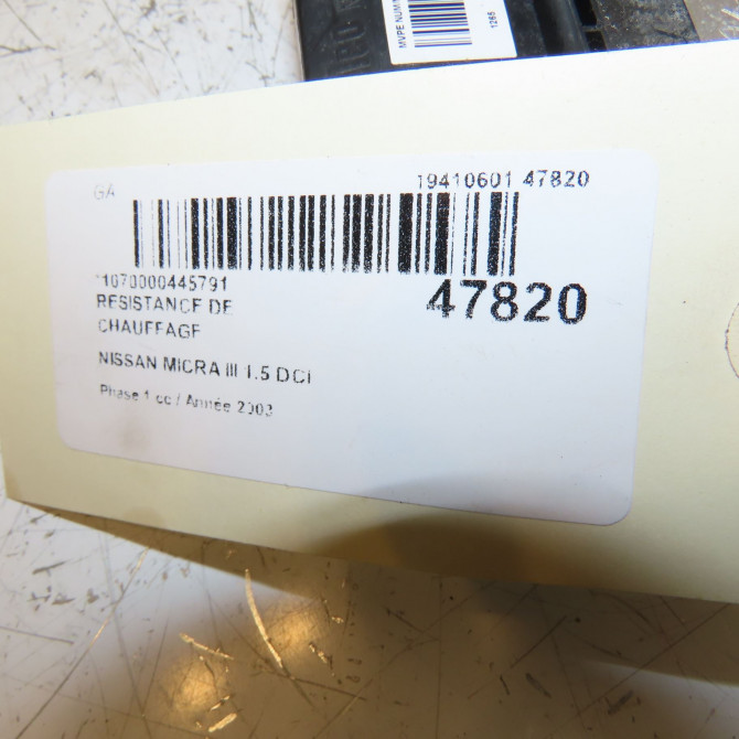 Resistance de chauffage occasion NISSAN MICRA III Phase 1 01-2003->07-2005 1.5 DCI 65ch 27150AX015 4