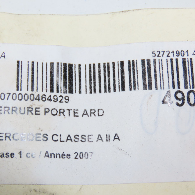 Serrure porte ard occasion MERCEDES CLASSE A II Phase 1 12-2004->04-2008 A 160 CDI 1697303035 6