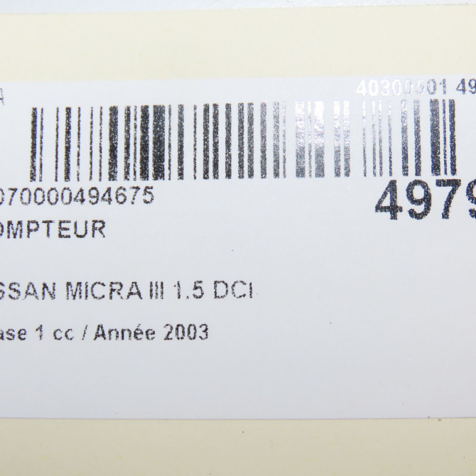 Compteur occasion NISSAN MICRA III Phase 1 01-2003->07-2005 1.5 DCI 82ch 24810AX865 5