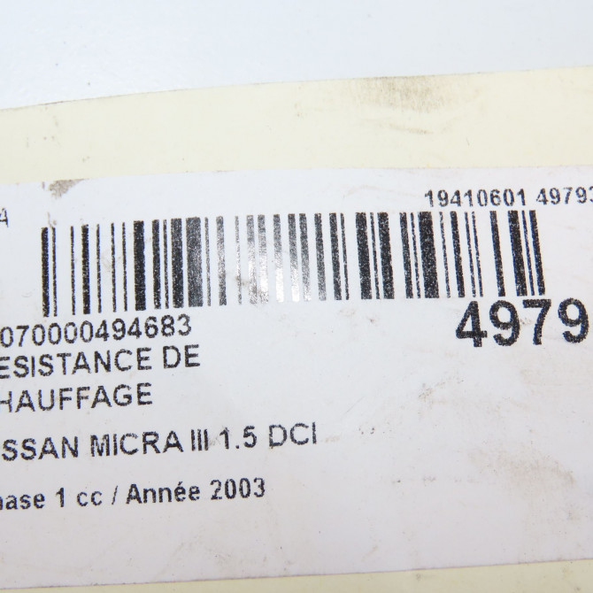 Resistance de chauffage occasion NISSAN MICRA III Phase 1 01-2003->07-2005 1.5 DCI 82ch 27150AX015 6
