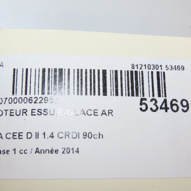 Moteur essuie-glace arrière occasion KIA CEE D II Phase 1 09-2012->... 1.4 CRDI 90ch 98700A2500 6