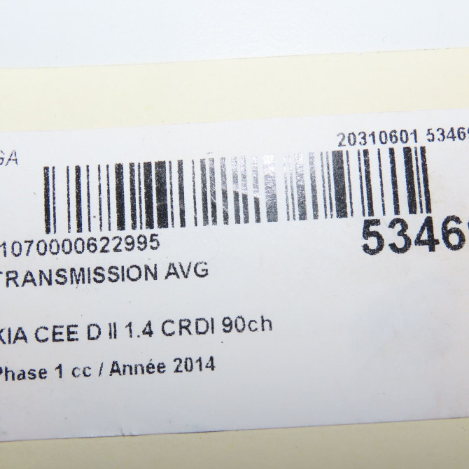 Transmission avant gauche occasion KIA CEE D II Phase 1 09-2012->... 1.4 CRDI 90ch 49500A6000 5