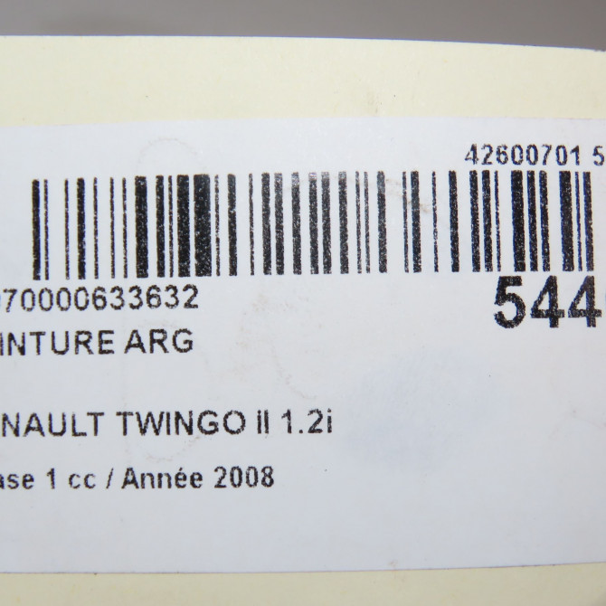 Ceinture arrière gauche occasion RENAULT TWINGO II Phase 1 06-2007->11-2011 1.2i 60ch 8200532126 8