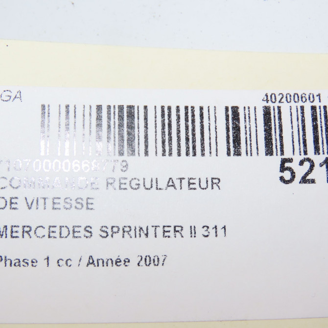 Commande regulateur de vitesse occasion MERCEDES SPRINTER II Phase 1 06-2006->... 311 CDI 109ch 5