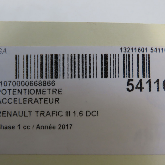 Potentiometre accelerateur occasion RENAULT TRAFIC III Phase 1 06-2014->... 1.6 DCI 120ch 5