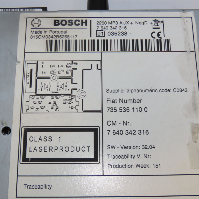 Autoradio occasion FIAT FIORINO III Phase 1 01-2008->... 1.3 MULTIJET 16v 95ch 735586125 4