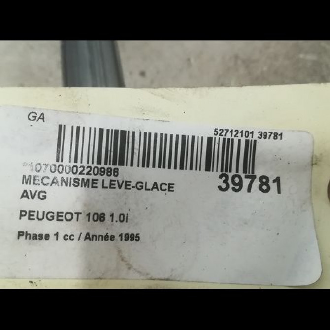 Mécanisme lève-glace avant gauche occasion PEUGEOT 106 Phase 1 09-1991->04-1996 1.0i 9221H7 3