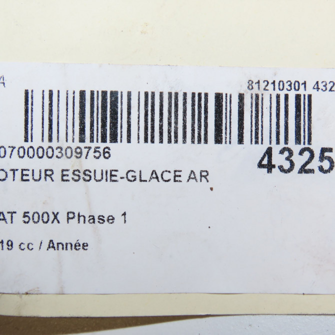 Moteur essuie-glace arrière occasion FIAT 500X Phase 1 11-2014->... 51954336 6