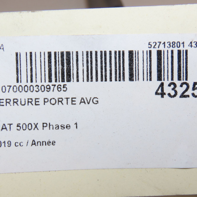 Serrure porte avg occasion FIAT 500X Phase 1 11-2014->... 52139902 7