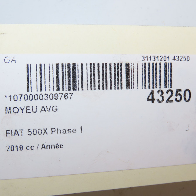 Moyeu avg occasion FIAT 500X Phase 1 11-2014->... 51952935 5