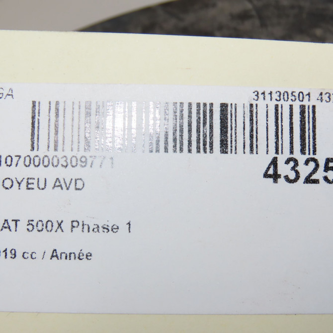 Moyeu avd occasion FIAT 500X Phase 1 11-2014->... 51952935 5