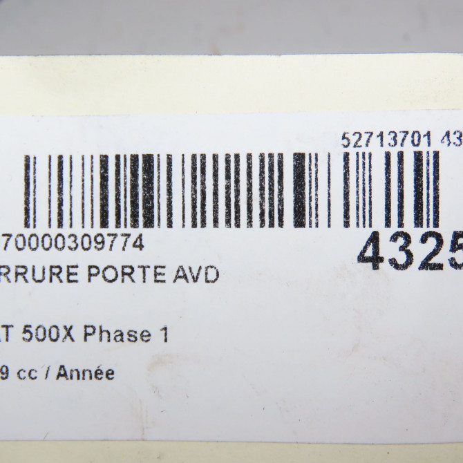 Serrure porte avd occasion FIAT 500X Phase 1 11-2014->... 52139900 8