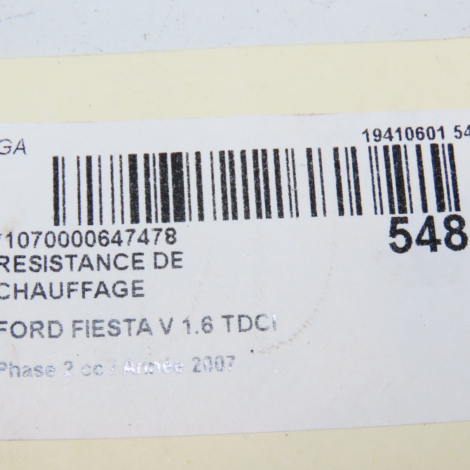 Resistance de chauffage occasion FORD FIESTA V Phase 2 10-2005->10-2008 1.6 TDCI 2611452 4