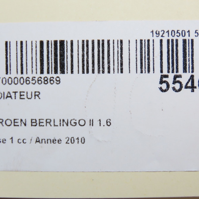 Radiateur occasion CITROEN BERLINGO II Phase 1 05-2008->01-2012 1.6 HDi 8v 110ch 1330W2 6