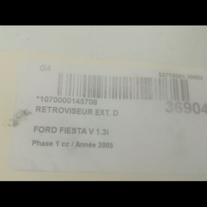 Retroviseur exterieur manuel droit occasion FORD FIESTA V Phase 1 09-2002->10-2005 1.3i 1452852 3