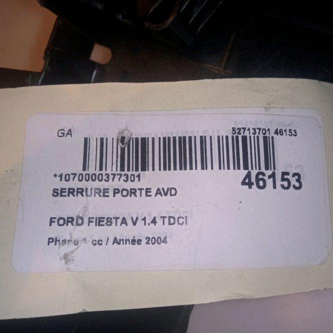 Serrure porte avd occasion FORD FIESTA V Phase 1 09-2002->10-2005 1.4 TDCI 1372465 5