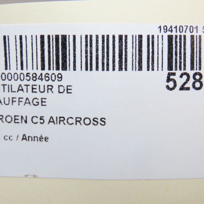 Ventilateur de chauffage occasion CITROEN C5 AIRCROSS 9849784380 7