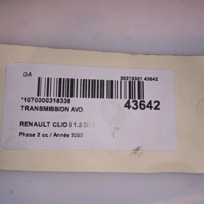 Transmission avant droite occasion RENAULT CLIO II Phase 2 06-2001->07-2006 1.5 DCI 80ch 8200613820 3