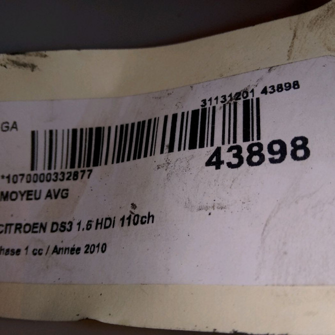 Moyeu avg occasion CITROEN DS3 Phase 1 11-2009->03-2014 1.6 HDi 110ch 330785 4