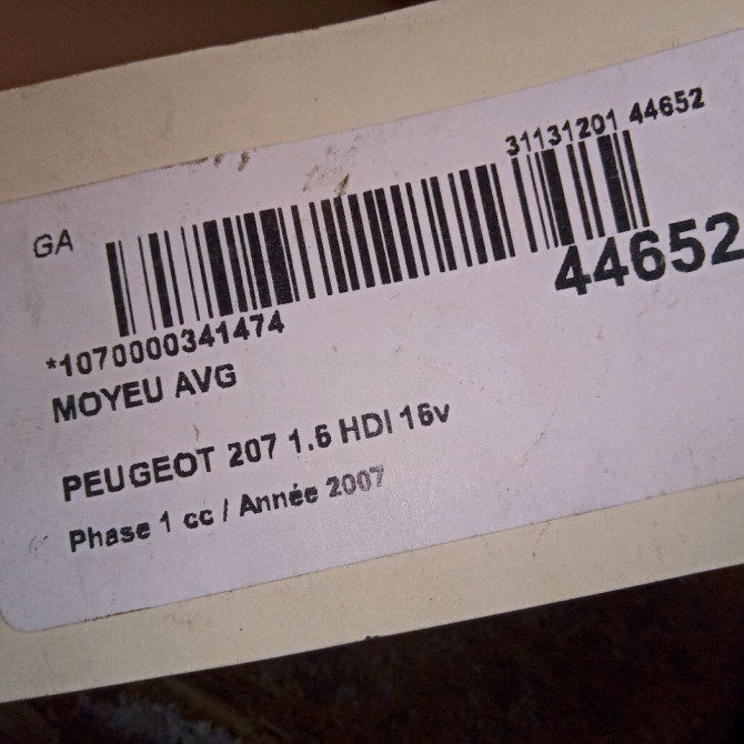 Moyeu avg occasion PEUGEOT 207 Phase 1 04-2006->06-2013 1.6 HDI 16v 110ch 330785 4