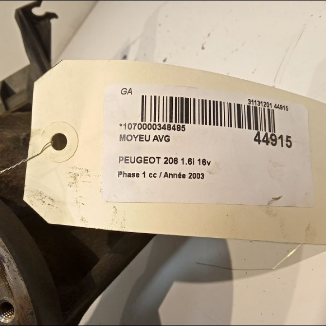 Moyeu avg occasion PEUGEOT 206 Phase 1 09-1998->03-2009 1.6i 16v 330785 3