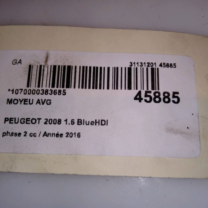 Moyeu avg occasion PEUGEOT 2008 Phase 1 04-1995->04-1999 1.6 BlueHDI 120ch 330785 4