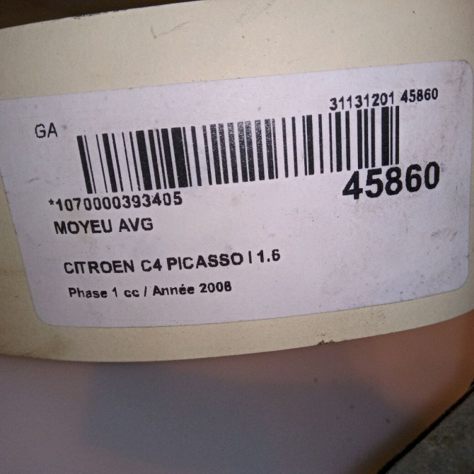 Moyeu avg occasion CITROEN C4 PICASSO I Phase 1 01-2007->10-2013 1.6 HDi 16v 110ch 330785 4