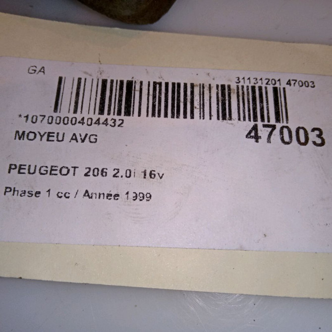 Moyeu avg occasion PEUGEOT 206 Phase 1 09-1998->03-2009 2.0i 16v 330785 4