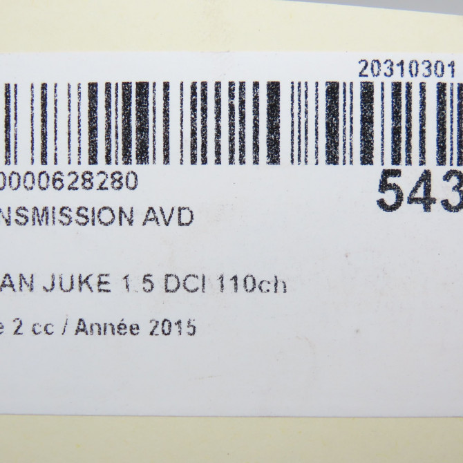 Transmission avant droite occasion NISSAN JUKE Phase 2 03-2014->... 1.5 DCI 110ch 391001KC0B 6
