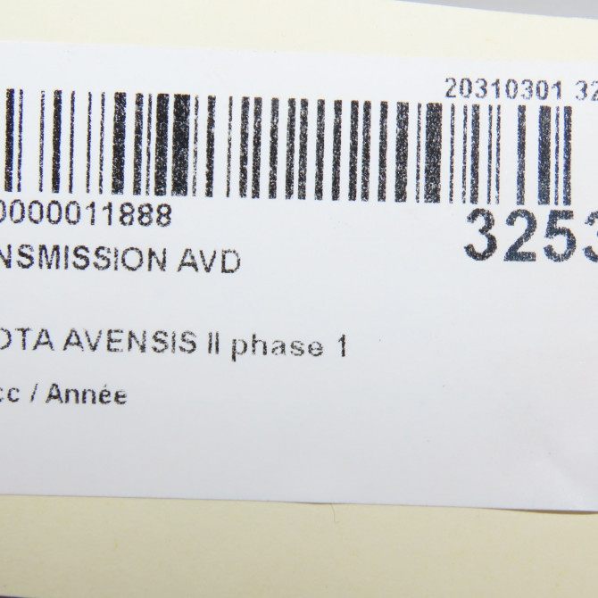 Transmission avant droite occasion TOYOTA AVENSIS II phase 1 05-2003->08-2006 4341005371 5