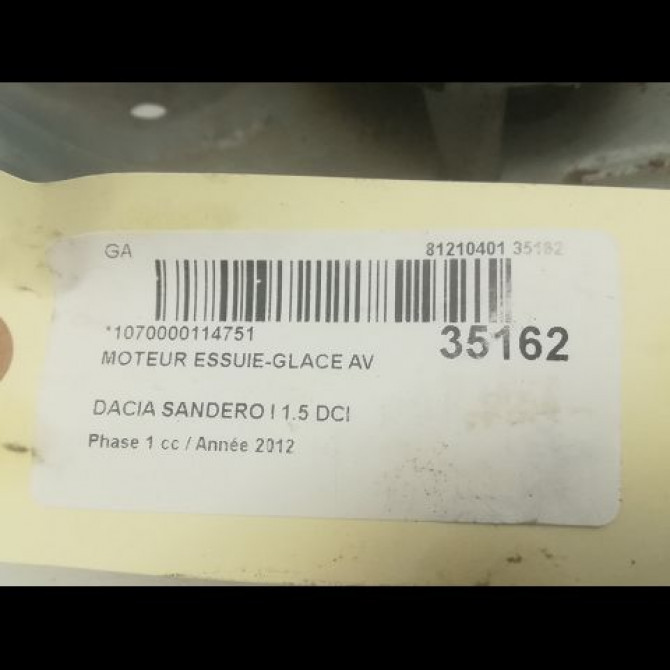 Moteur essuie-glace avant occasion DACIA SANDERO I Phase 1 06-2008->10-2012 1.5 DCI 90ch 8200619512 4