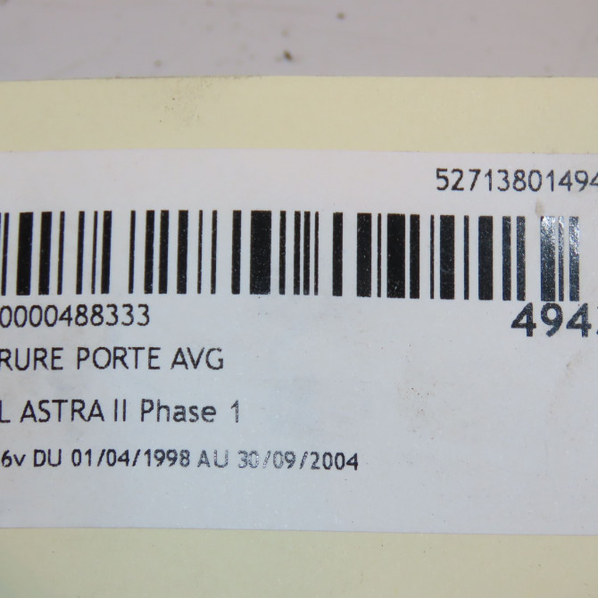 Serrure porte avg occasion OPEL ASTRA II Phase 1 04-1998->09-2004 1.8i 16v 90561151 4