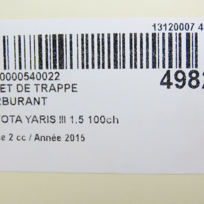 Volet de trappe carburant occasion TOYOTA YARIS III Phase 2 06-2014->... 1.5 100ch 773500D080 4