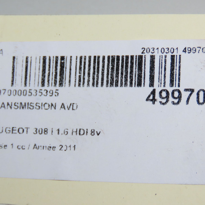 Transmission avant droite occasion PEUGEOT 308 I Phase 1 09-2007->03-2011 1.6 HDI 8v 112ch 3273QK 5