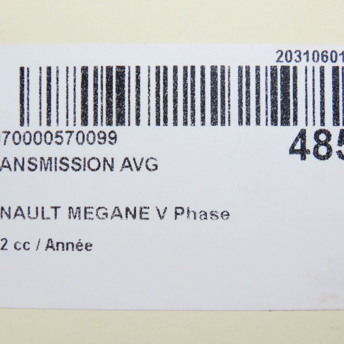 Transmission avant gauche occasion RENAULT 391015970R 7
