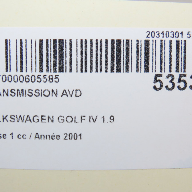 Transmission avant droite occasion VOLKSWAGEN GOLF IV GOLF IV Phase 1 1998-01-01->2005-06-30 1.9 TDI 150ch 1J0407452QX 6