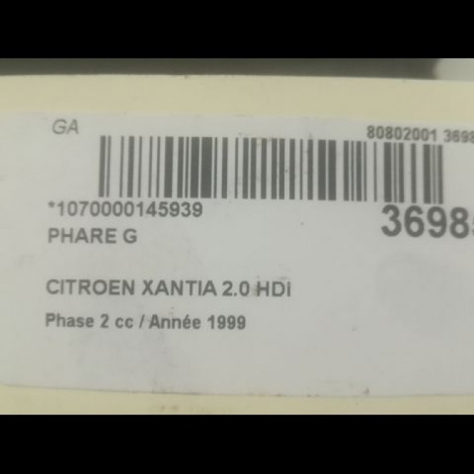 Phare gauche occasion CITROEN XANTIA Phase 2 12-1997->06-2001 2.0 HDi 90ch 6204R9 3
