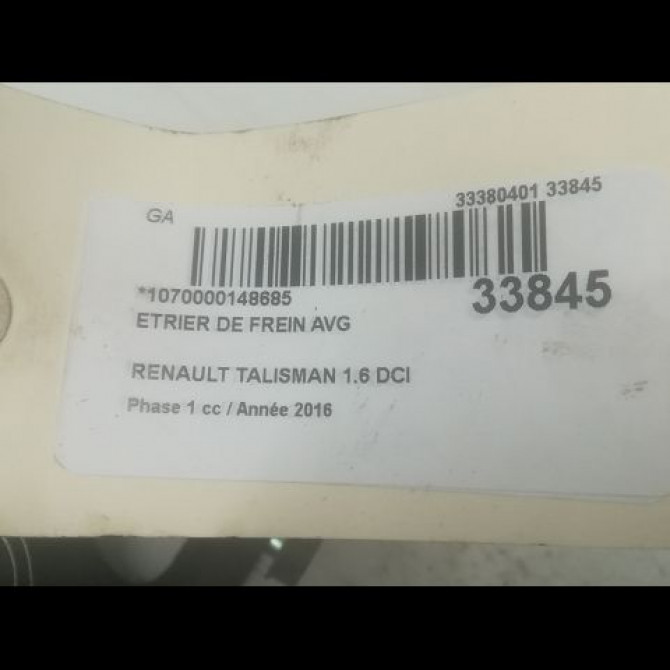 Etrier de frein avant gauche occasion RENAULT TALISMAN Phase 1 09-2015->... 1.6 DCI 160ch 410114125R 3