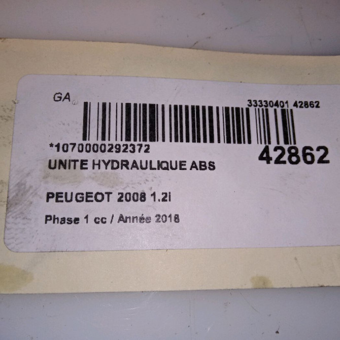 Unité hydraulique ABS occasion PEUGEOT 2008 Phase 1 01-2013->... 1.2i PURETECH 110ch 1636317680 5