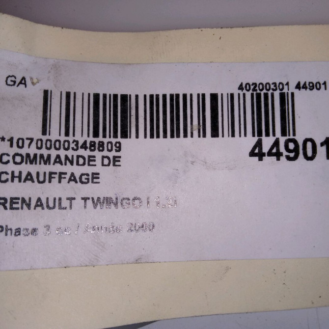 Commande de chauffage occasion RENAULT TWINGO I Phase 3 08-2000->06-2007 1.2i 7701049963 4