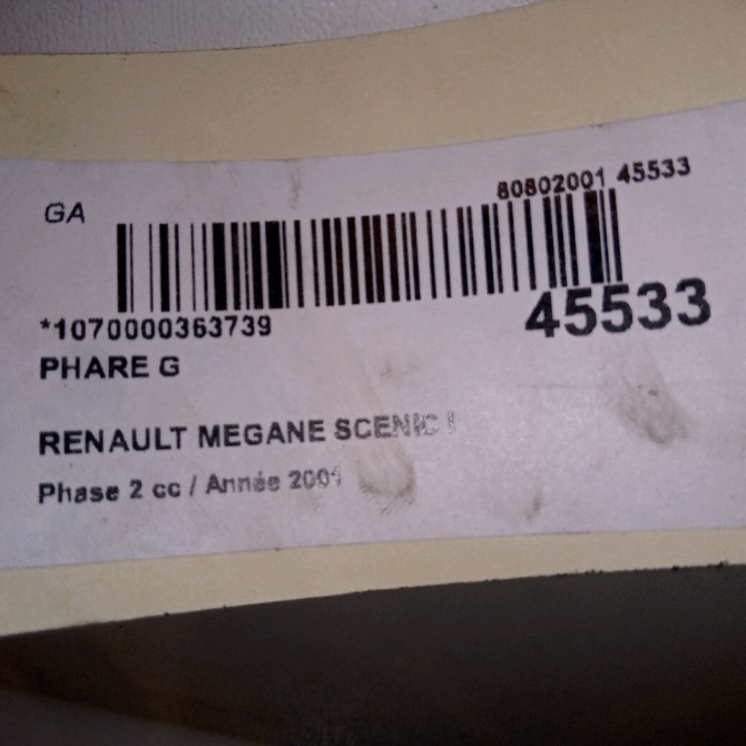 Phare gauche occasion RENAULT MEGANE SCENIC I Phase 2 08-1999->06-2003 1.9 DCI 260600499R 4