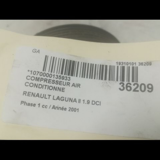 Compresseur air conditionne occasion RENAULT LAGUNA II Phase 1 11-2000->03-2005 1.9 DCI 120ch 8200021822 3