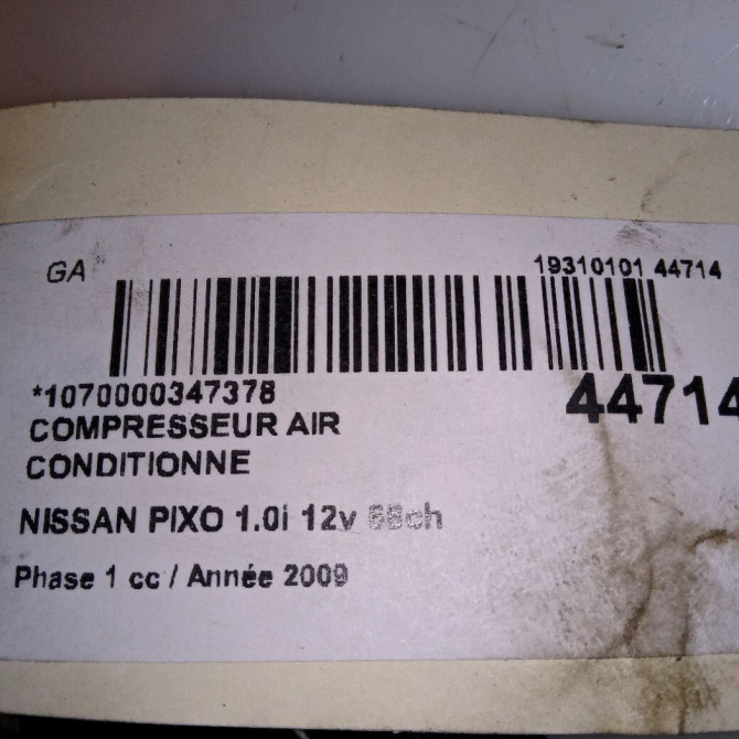 Compresseur air conditionne occasion NISSAN PIXO Phase 1 05-2009->... 1.0i 12v 68ch 276304A01A 5