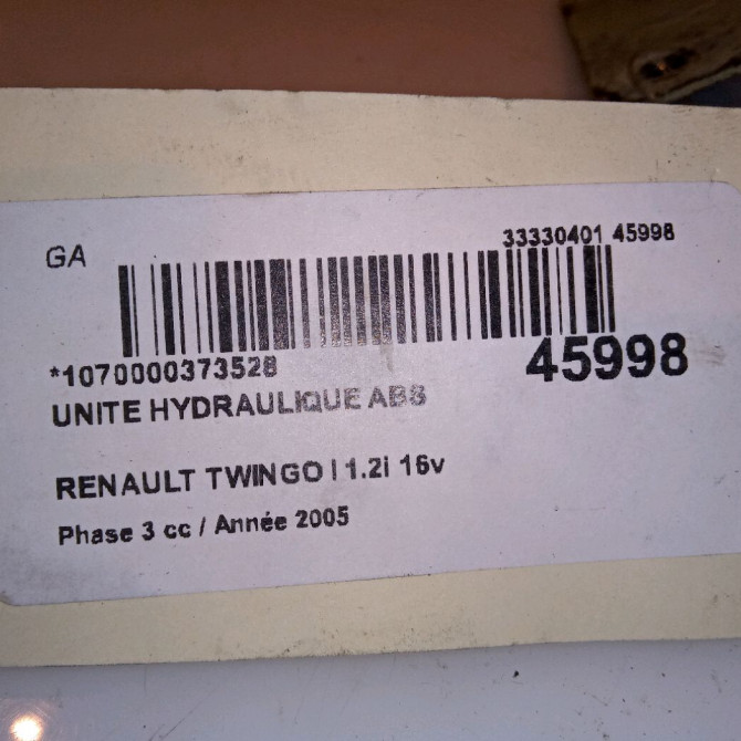 Unité hydraulique ABS occasion RENAULT TWINGO I Phase 3 08-2000->06-2007 1.2i 16v 7701067629 5