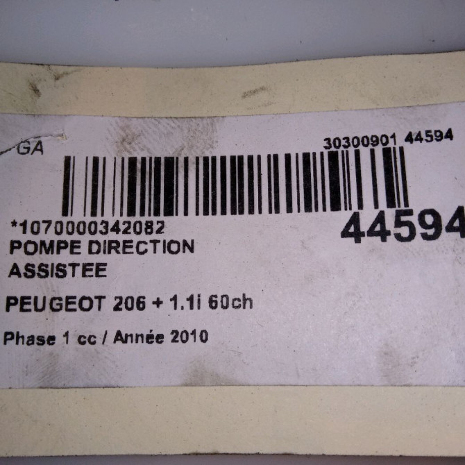 Pompe direction assistee occasion PEUGEOT 206 + Phase 1 03-2009->05-2013 1.1i 60ch 9800248380 5