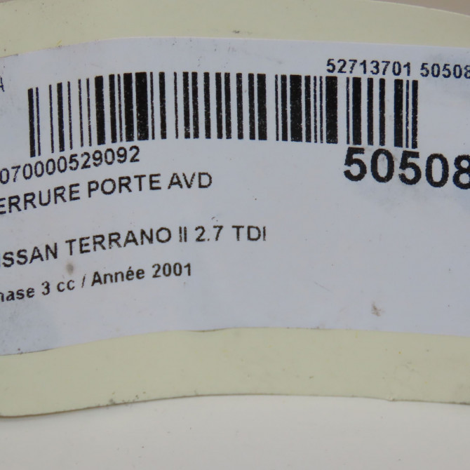 Serrure porte avd occasion NISSAN TERRANO II Phase 1 04-1995->04-1999 2.7 TDI 125ch 805020F075 7