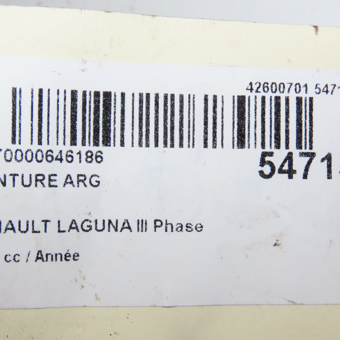 Ceinture arrière gauche occasion RENAULT LAGUNA III Phase 1 COUPE 08-2008->03-2013 888400012R 7
